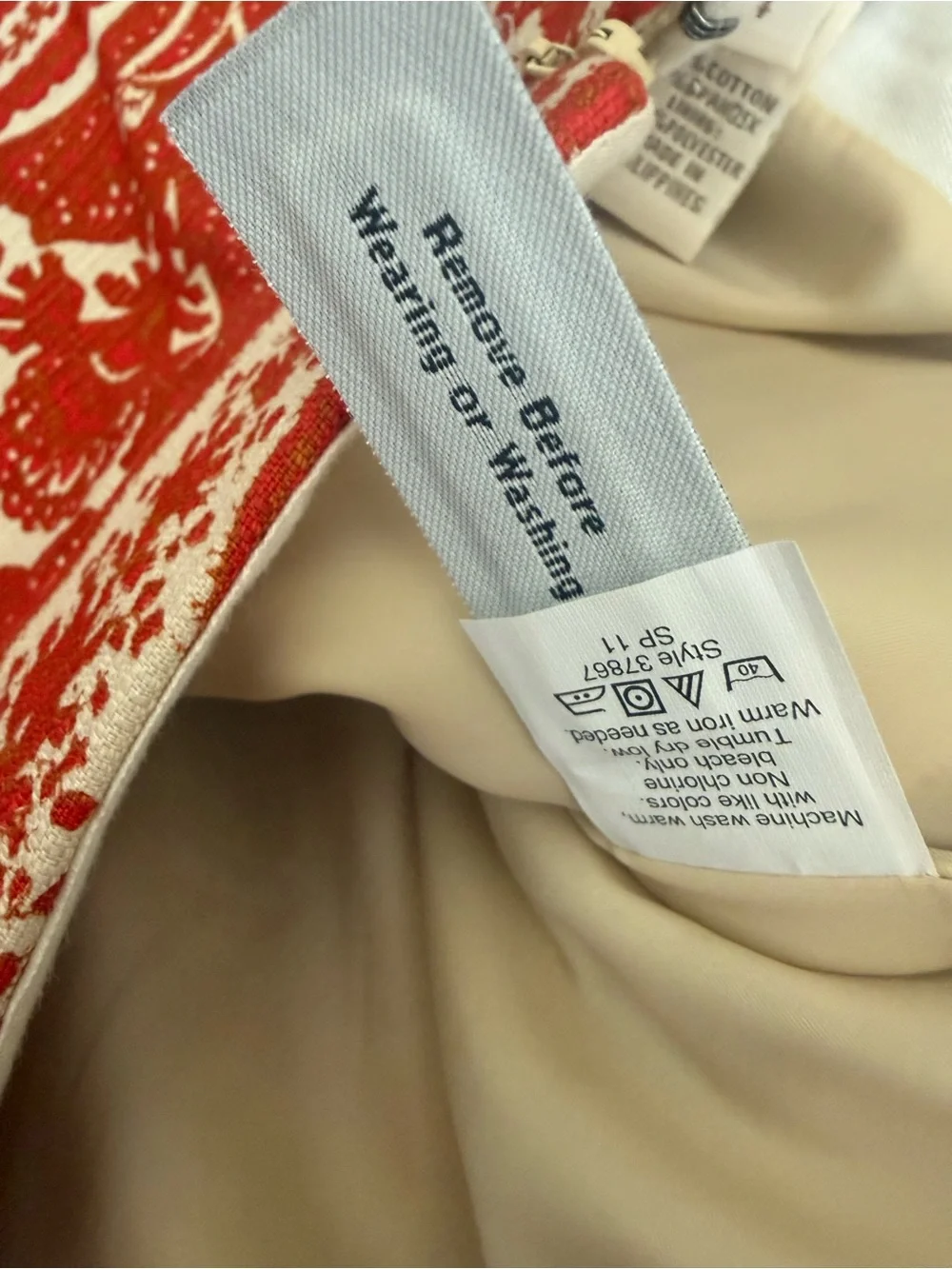 J. Crew Red, Orange and Cream Paisley Pencil Skirt